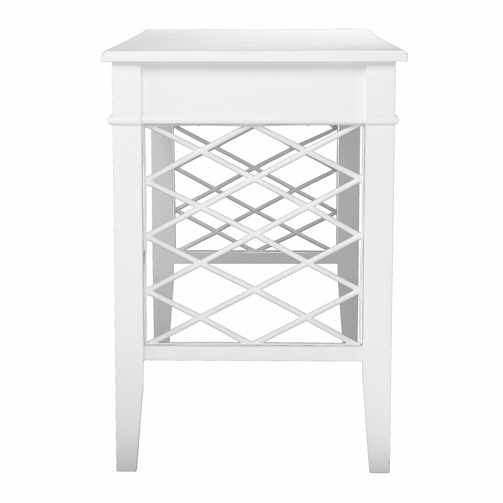43" White Wood With Two Drawers HomeRoots