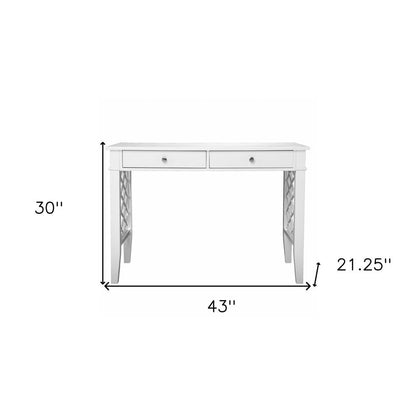 43" White Wood With Two Drawers HomeRoots