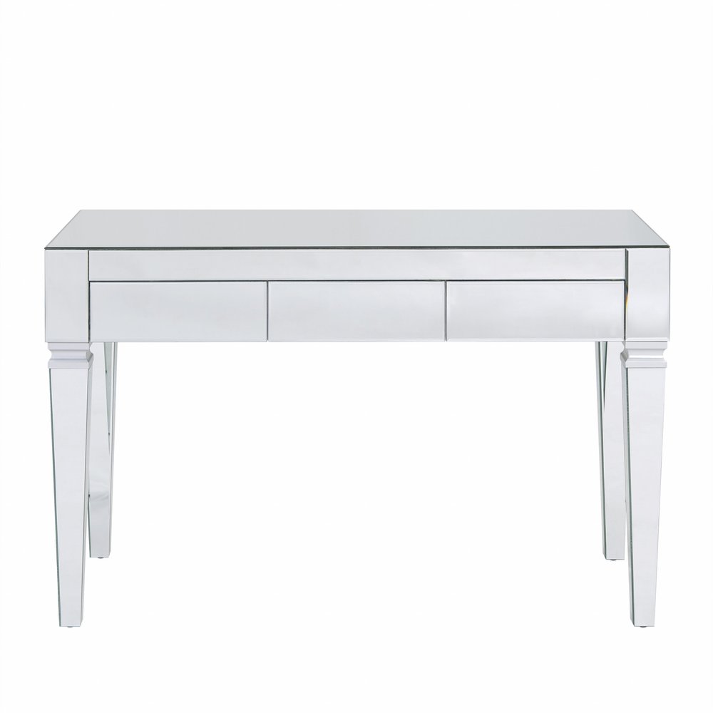 47" Silver Mirrored Writing Desk With Three Drawers HomeRoots