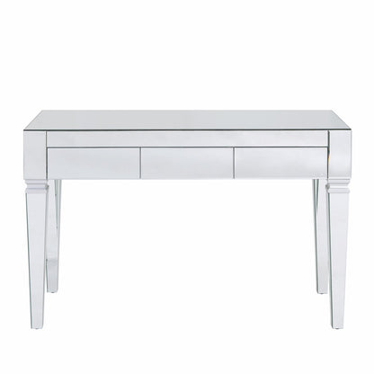 47" Silver Mirrored Writing Desk With Three Drawers HomeRoots
