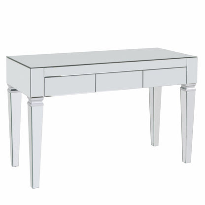 47" Silver Mirrored Writing Desk With Three Drawers HomeRoots