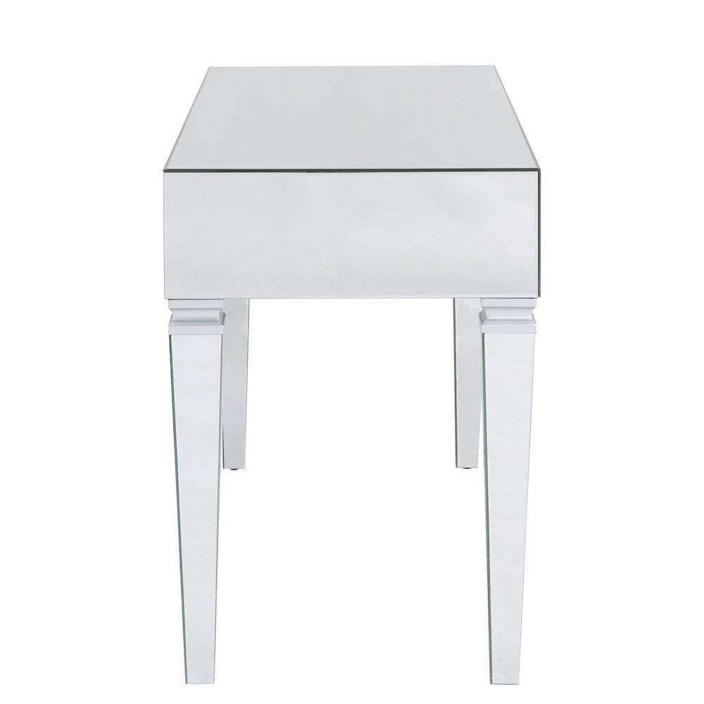 47" Silver Mirrored Writing Desk With Three Drawers HomeRoots