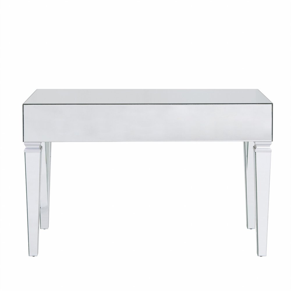 47" Silver Mirrored Writing Desk With Three Drawers HomeRoots