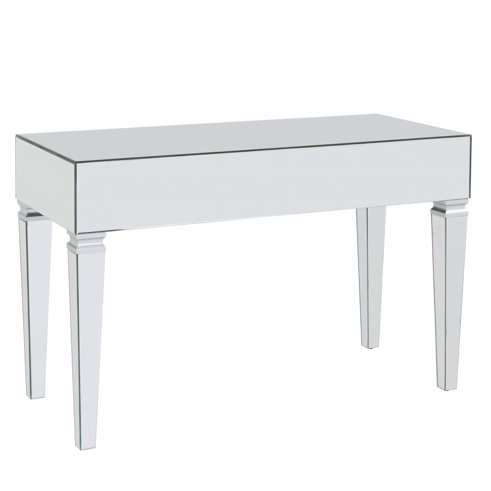 47" Silver Mirrored Writing Desk With Three Drawers HomeRoots