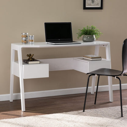 48" White Writing Desk With Two Drawers HomeRoots
