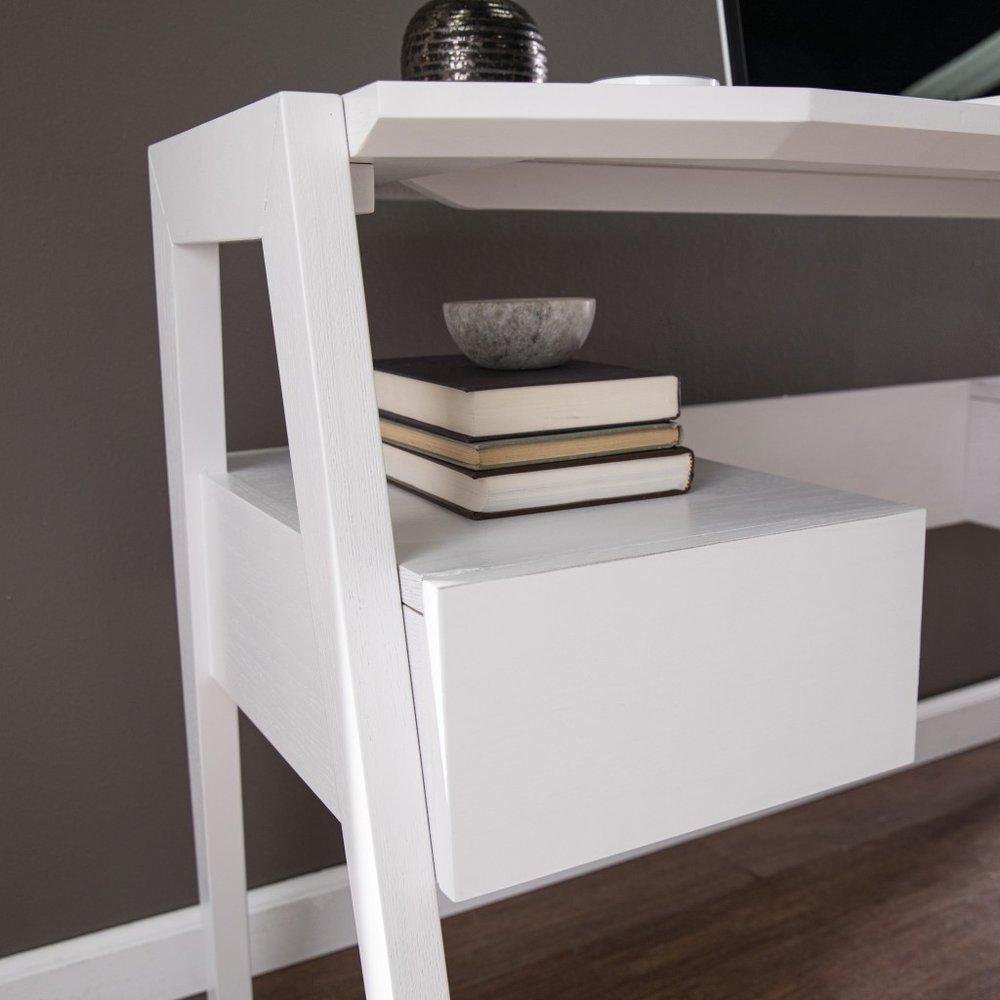 48" White Wood With Two Drawers HomeRoots