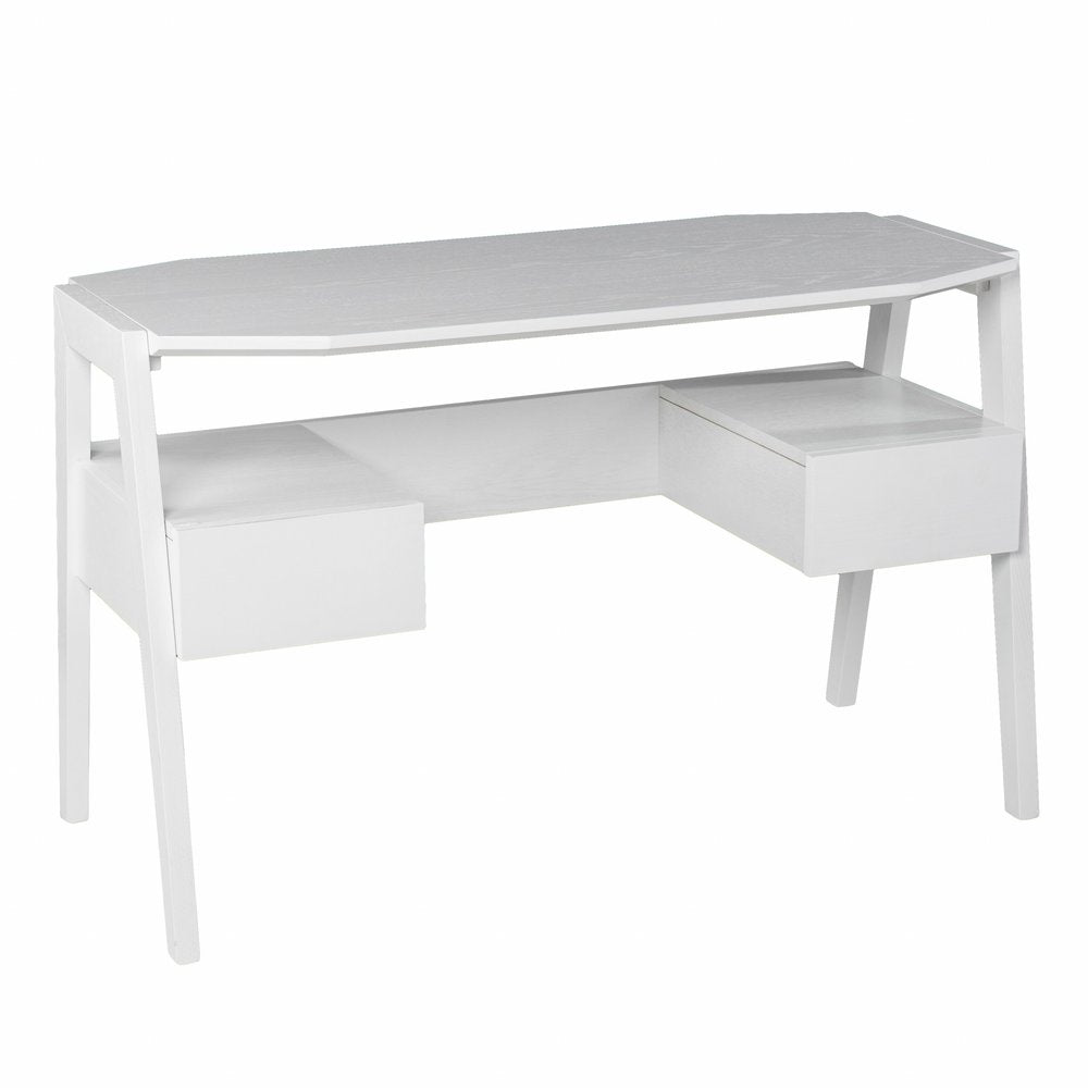 48" White Wood With Two Drawers HomeRoots