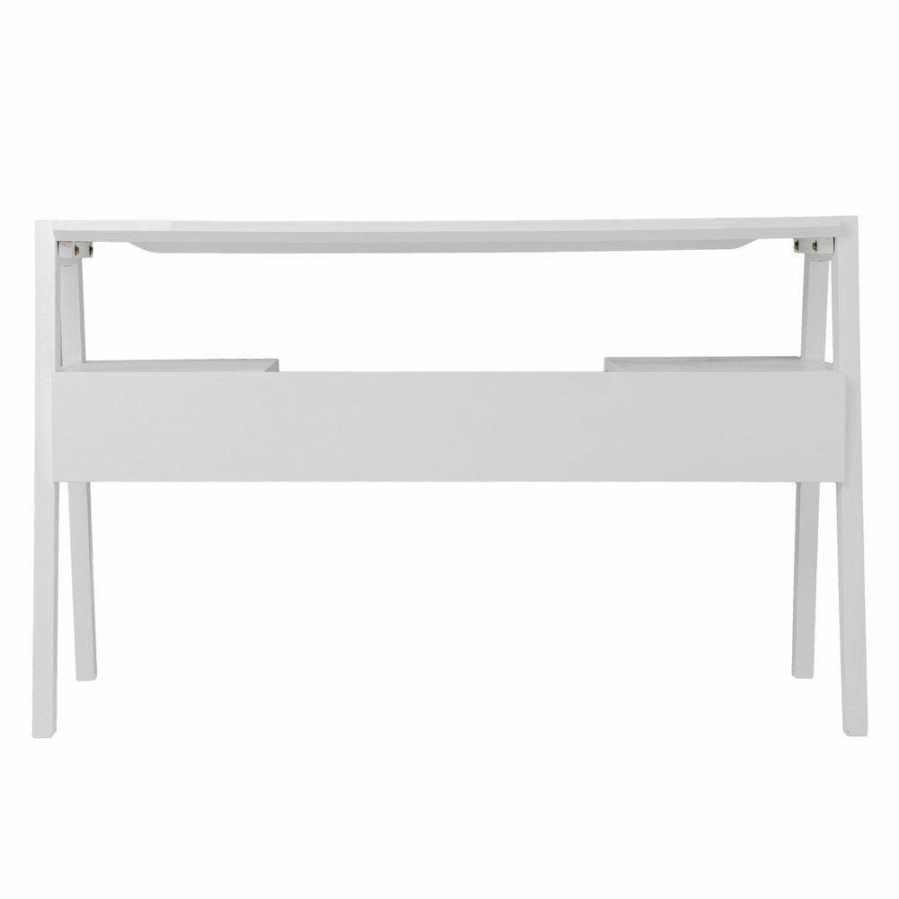 48" White Wood With Two Drawers HomeRoots