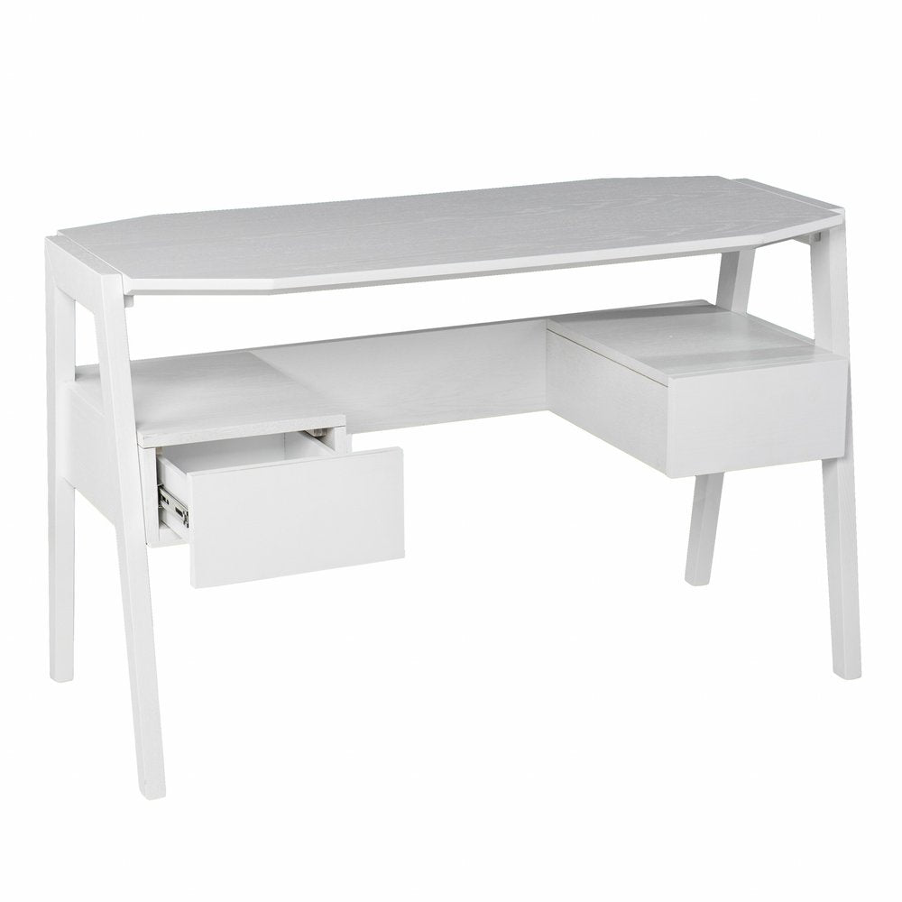 48" White Wood With Two Drawers HomeRoots