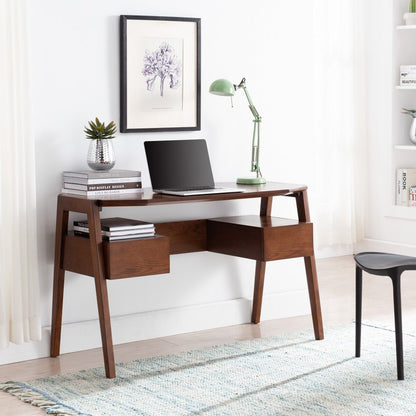48" Brown Writing Desk With Two Drawers HomeRoots