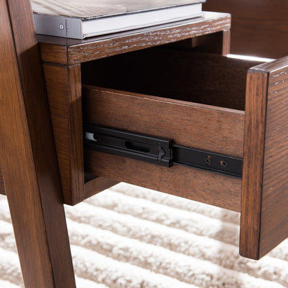 48" Brown Writing Desk With Two Drawers HomeRoots