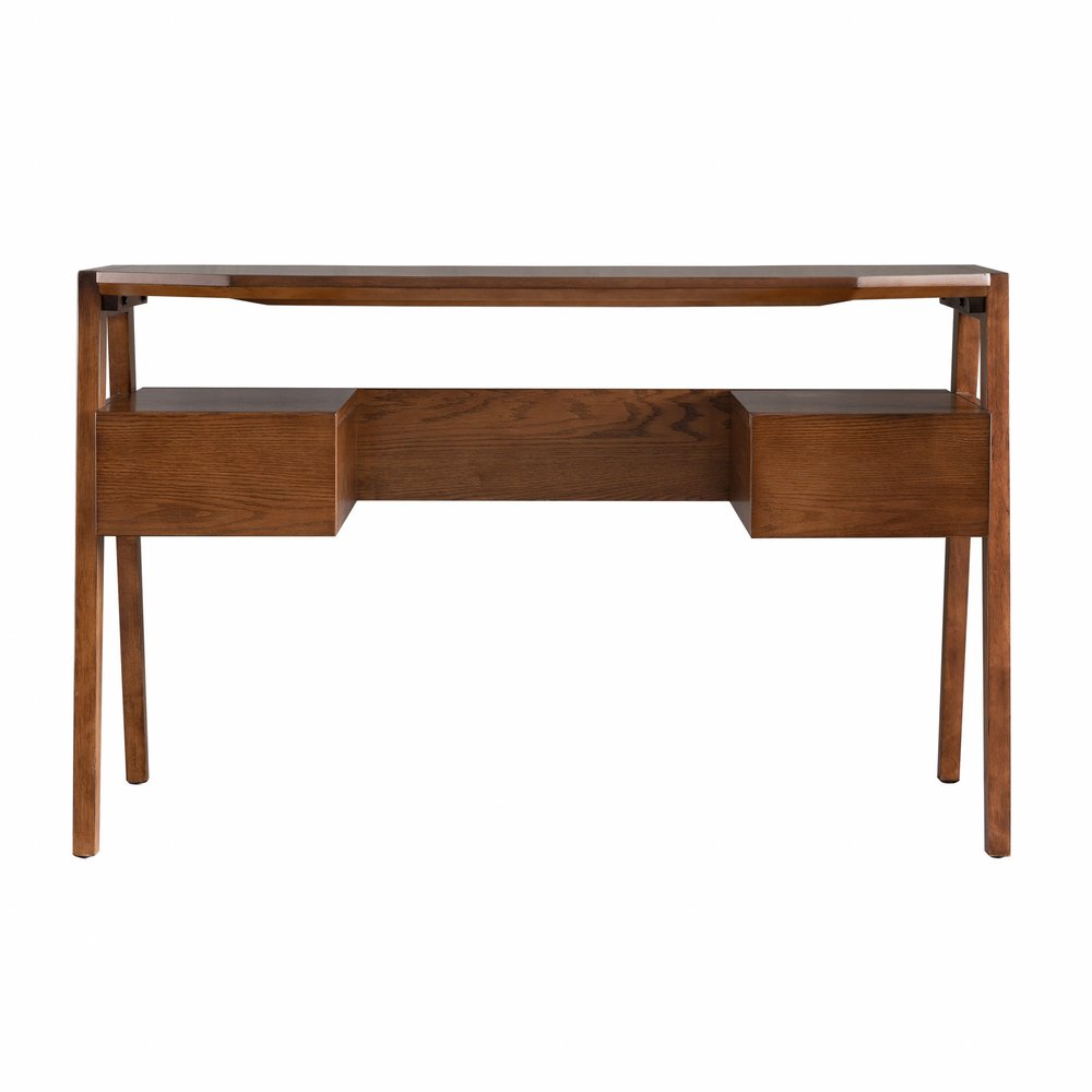 48" Brown Writing Desk With Two Drawers HomeRoots