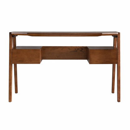 48" Brown Writing Desk With Two Drawers HomeRoots