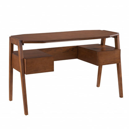 48" Brown Writing Desk With Two Drawers HomeRoots