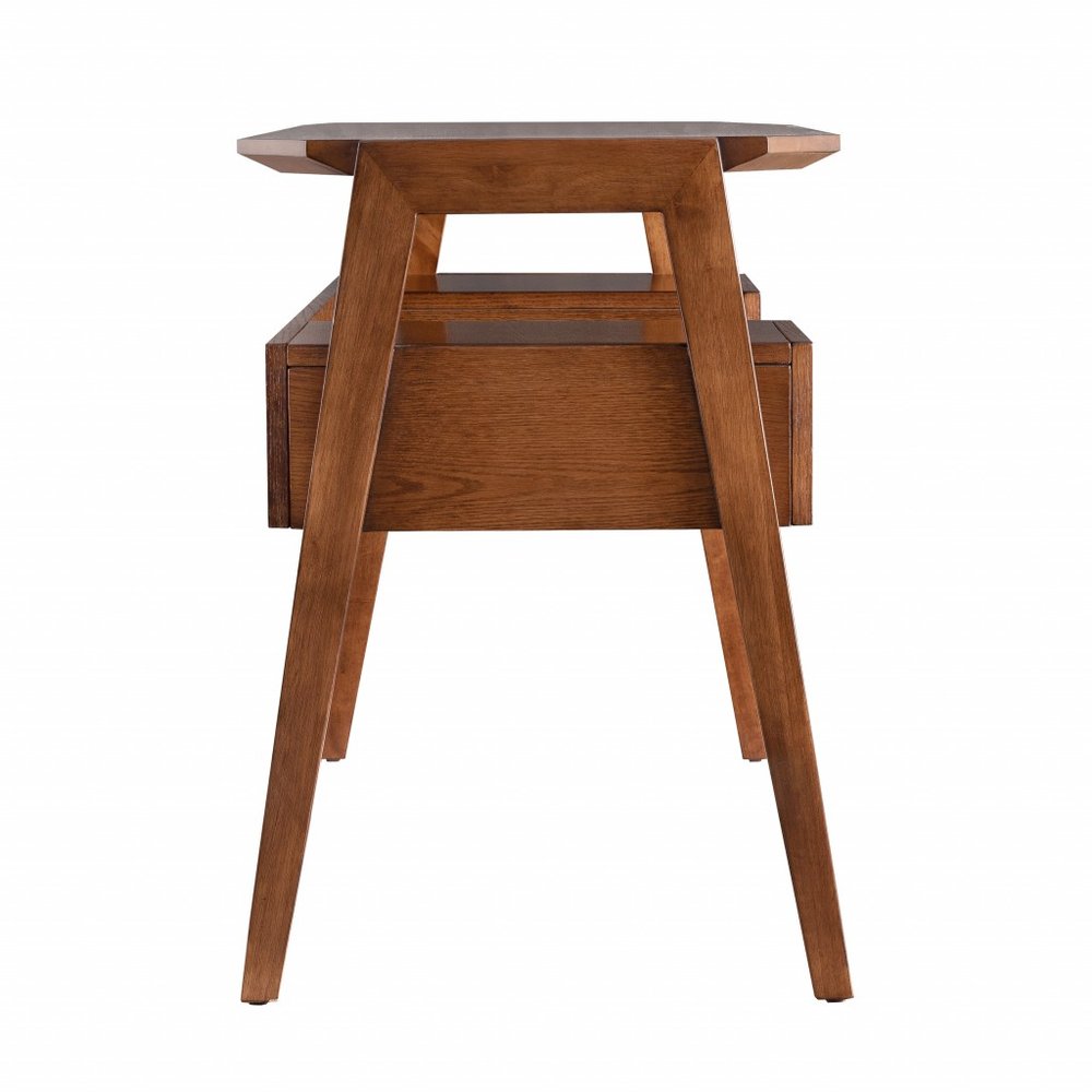 48" Brown Writing Desk With Two Drawers HomeRoots