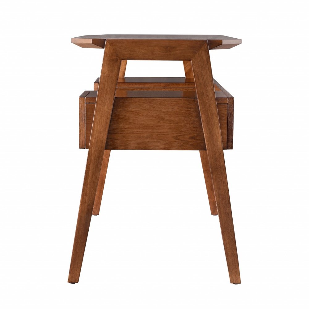 48" Brown Writing Desk With Two Drawers HomeRoots