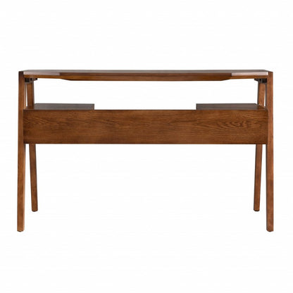 48" Brown Writing Desk With Two Drawers HomeRoots