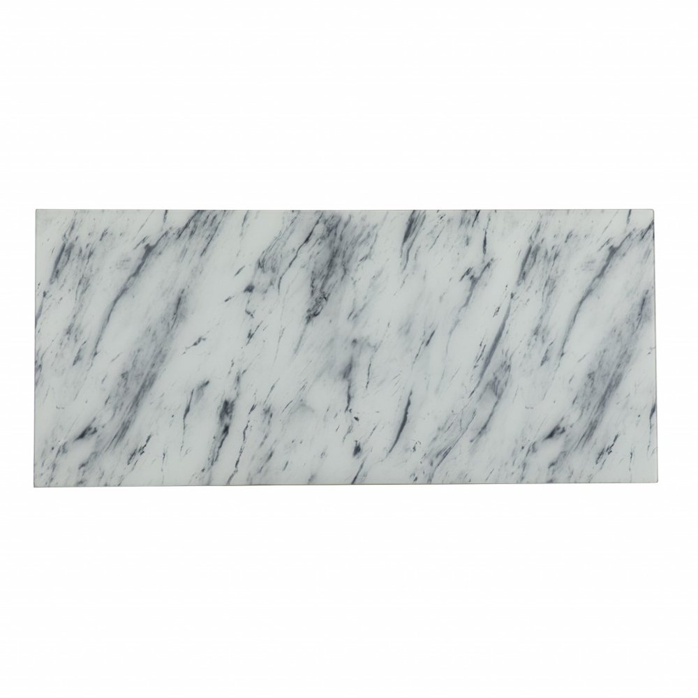 45" White and Bronze Glass Writing Desk With Two Drawers HomeRoots