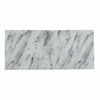 45" White and Bronze Glass Writing Desk With Two Drawers HomeRoots