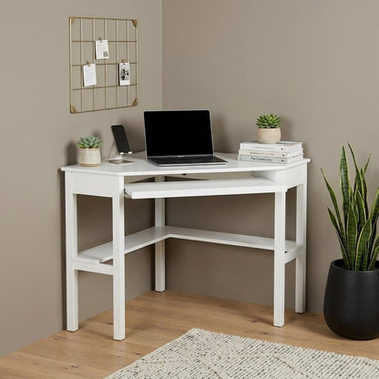 48" White Solid Wood Corner Writing Desk HomeRoots