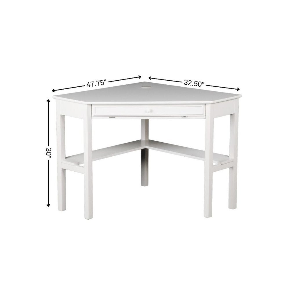 48" White Solid Wood Corner Writing Desk HomeRoots