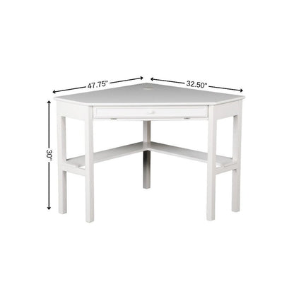 48" White Solid Wood Corner Writing Desk HomeRoots