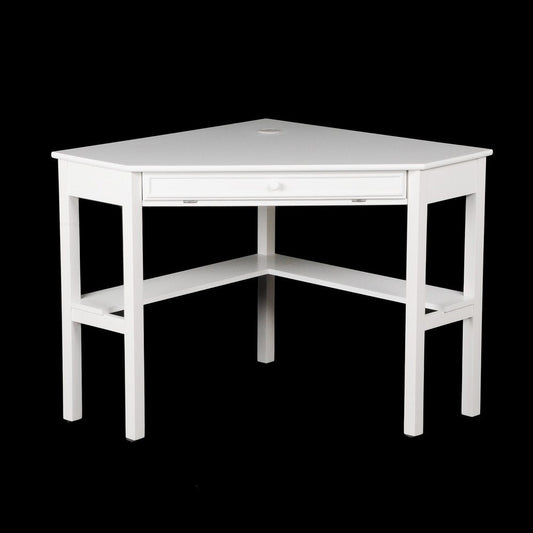48" White Solid Wood Corner Writing Desk HomeRoots