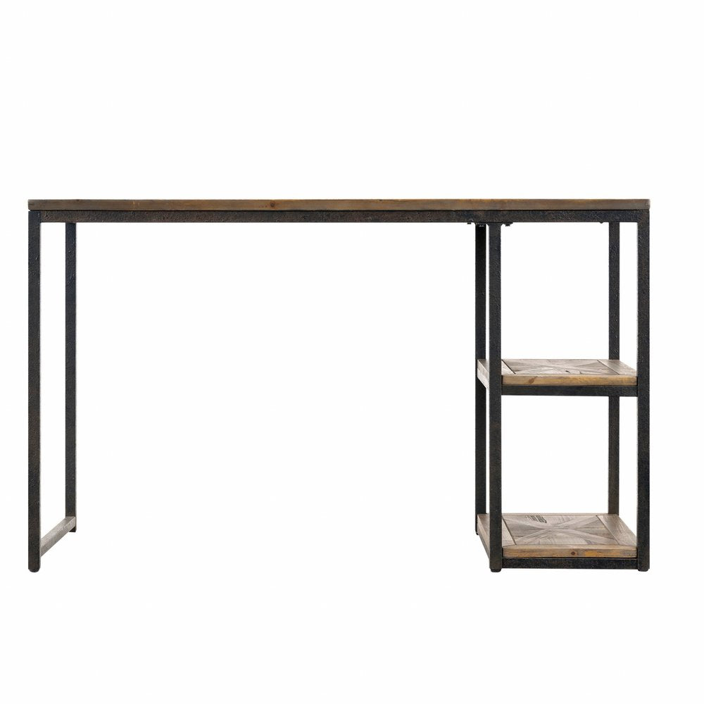 50" Brown and Black Solid Wood Writing Desk HomeRoots