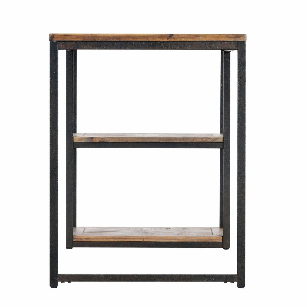 50" Brown and Black Solid Wood Writing Desk HomeRoots