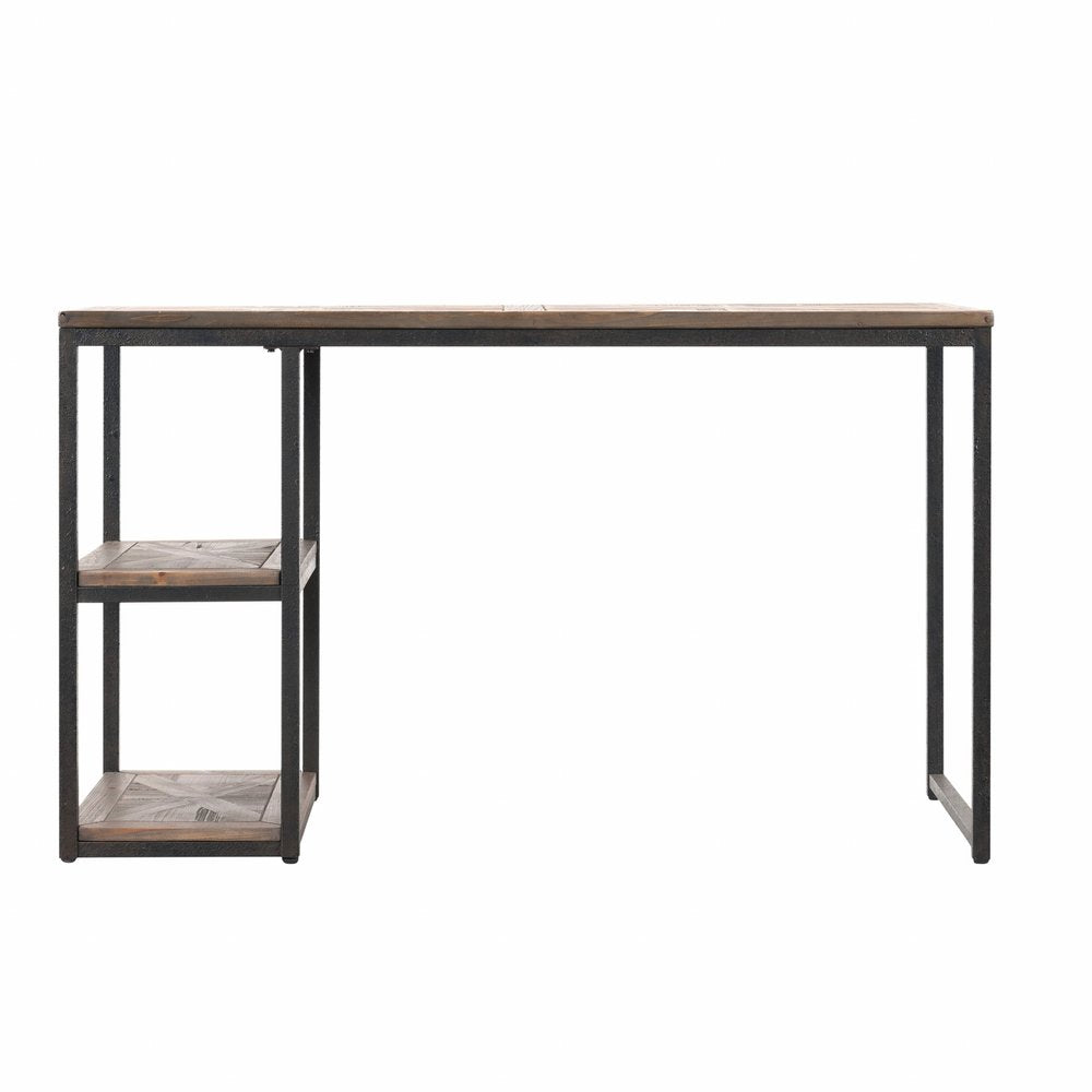 50" Brown and Black Solid Wood Writing Desk HomeRoots