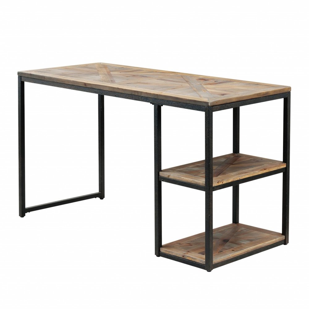 50" Brown and Black Solid Wood Writing Desk HomeRoots