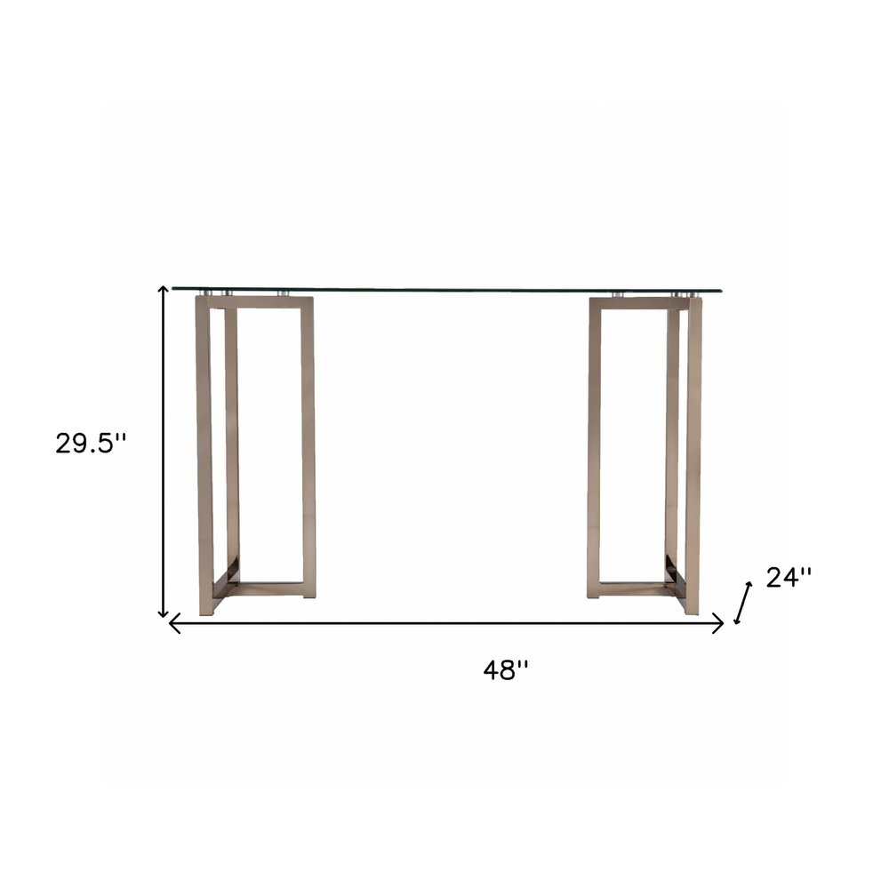 48" Clear and Champagne Glass Writing Desk HomeRoots