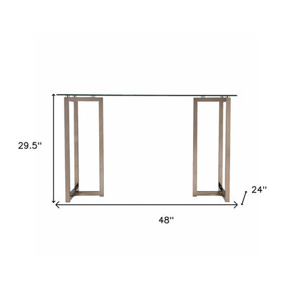 48" Clear and Champagne Glass Writing Desk HomeRoots