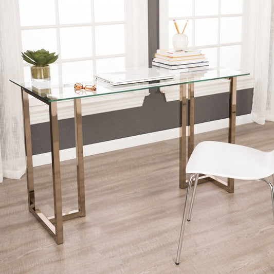 48" Clear and Champagne Glass Writing Desk HomeRoots