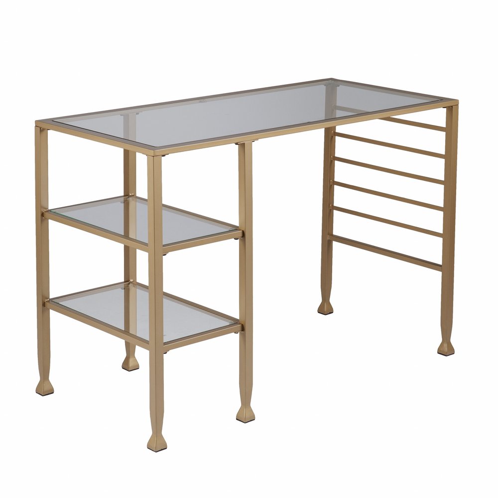 43" Clear and Gold Glass Writing Desk HomeRoots