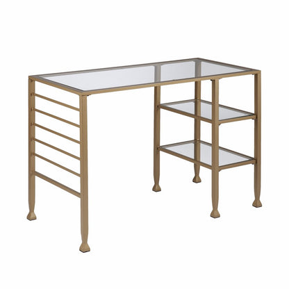 43" Clear and Gold Glass Writing Desk HomeRoots