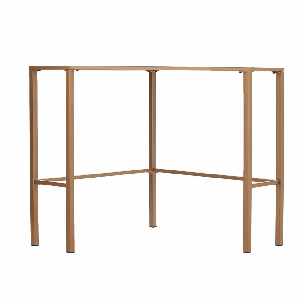 42" Clear and Gold Glass and Iron Corner Writing Desk HomeRoots
