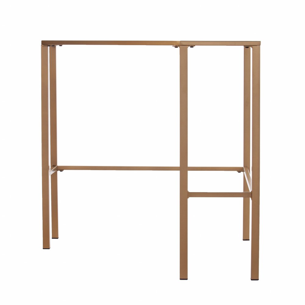 42" Clear and Gold Glass and Iron Corner Writing Desk HomeRoots