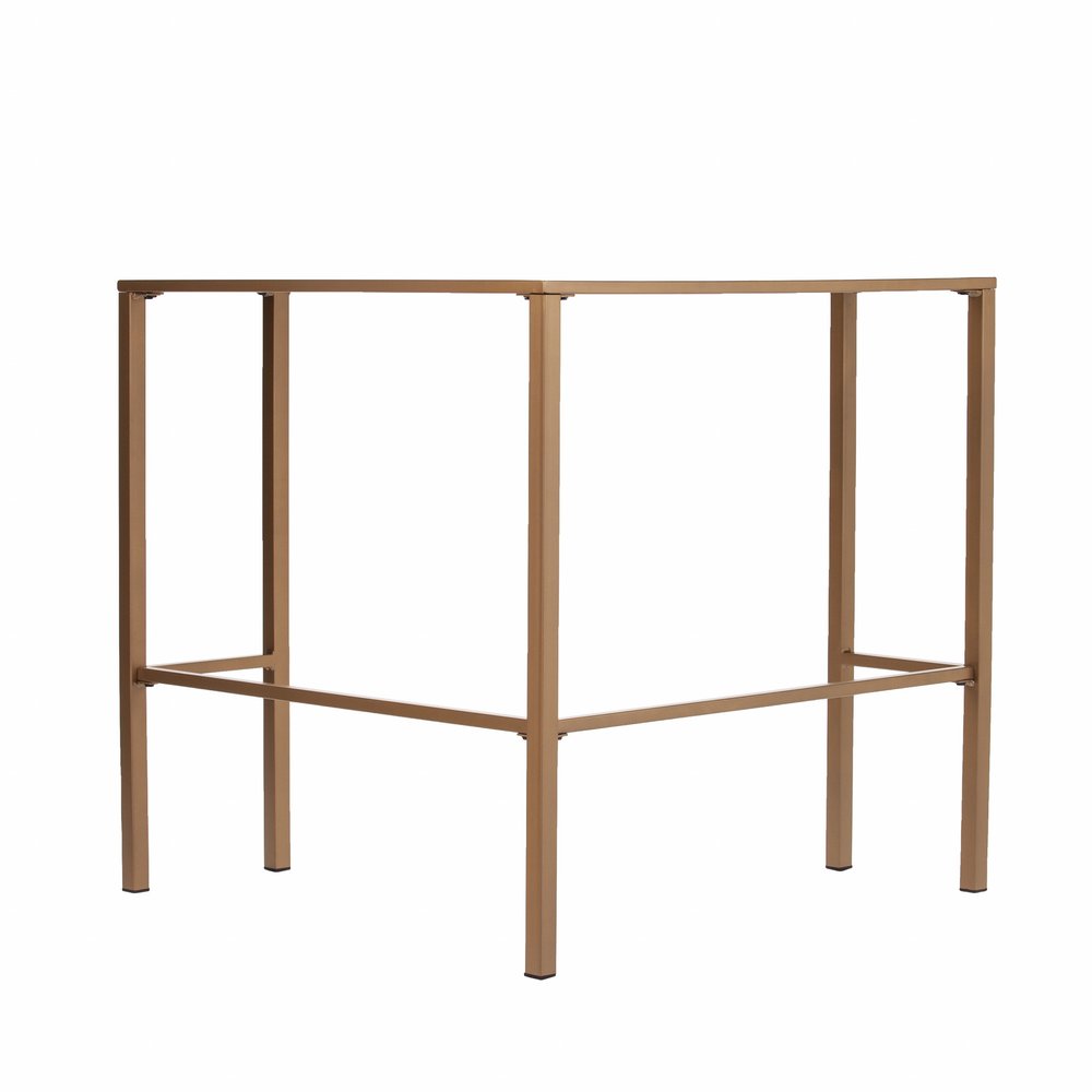 42" Clear and Gold Glass and Iron Corner Writing Desk HomeRoots