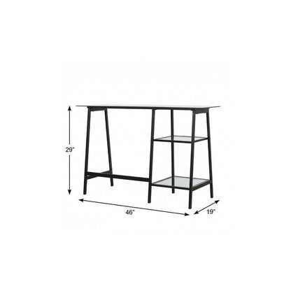 46" Clear and Black Glass Writing Desk HomeRoots