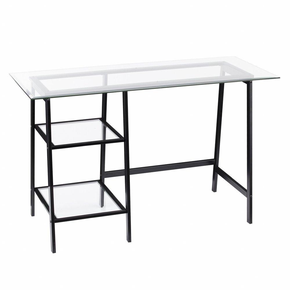 46" Clear and Black Glass Writing Desk HomeRoots