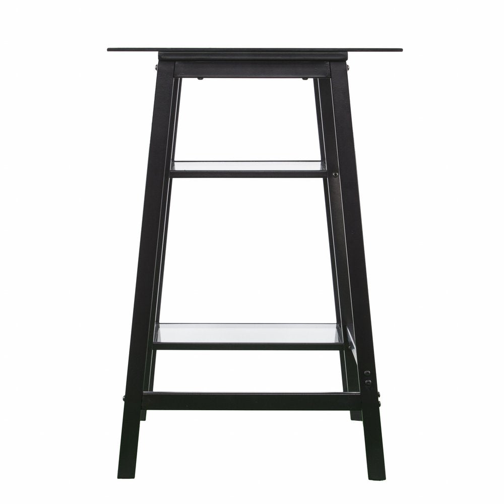 46" Clear and Black Glass Writing Desk HomeRoots