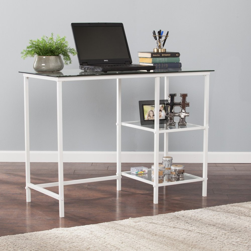 42" Clear and White Glass and Iron HomeRoots