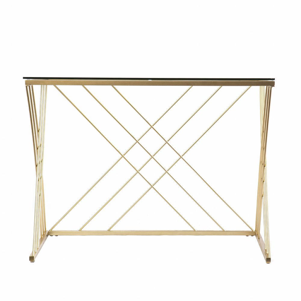 40" Clear and Gold Glass and Iron Sled HomeRoots