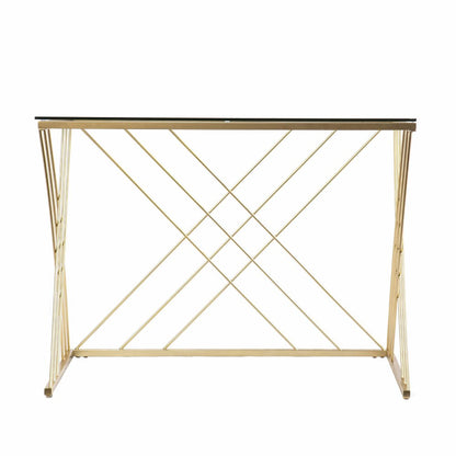 40" Clear and Gold Glass and Iron Sled HomeRoots