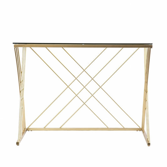 40" Clear and Gold Glass and Iron Sled HomeRoots