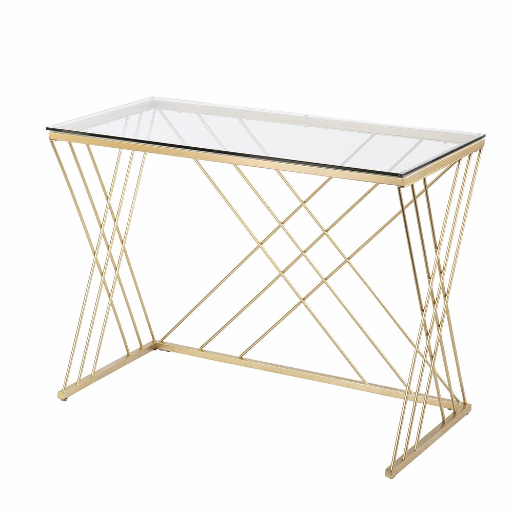 40" Clear and Gold Glass and Iron Sled HomeRoots