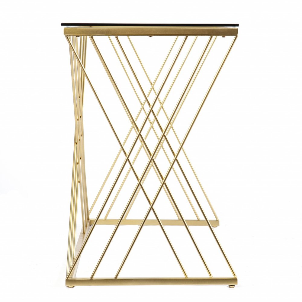 40" Clear and Gold Glass and Iron Sled HomeRoots