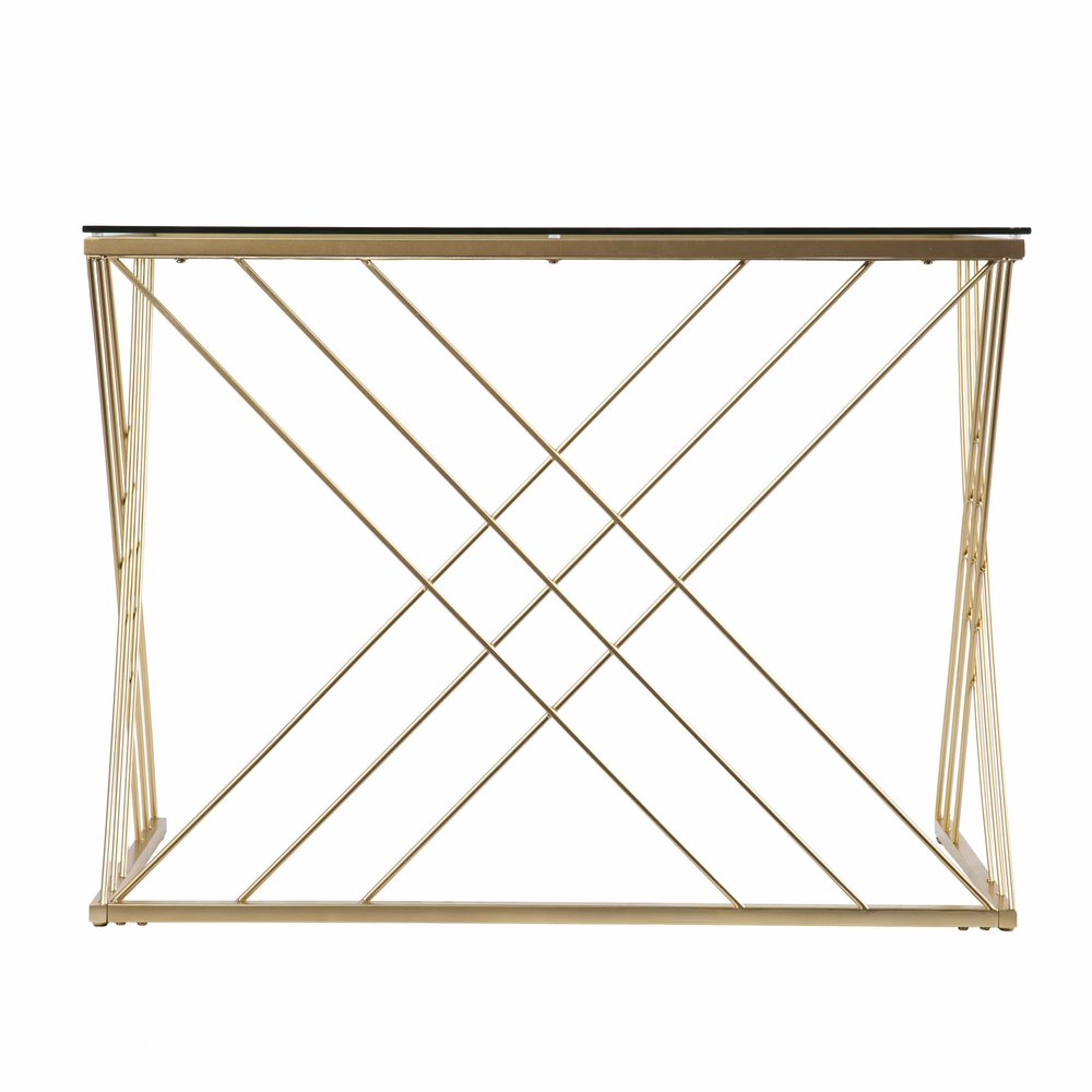 40" Clear and Gold Glass and Iron Sled HomeRoots