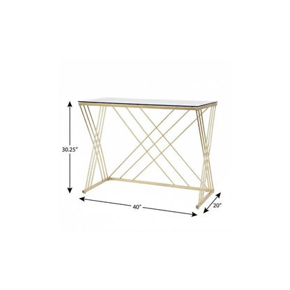 40" Clear and Gold Glass and Iron Sled HomeRoots